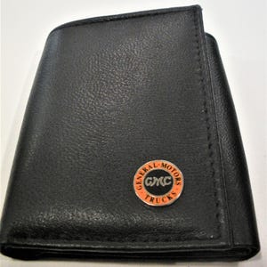 Cartera de cuero negra con tres pliegues de GMC vintage, excelente regalo, recuerdo, día del padre, Navidad, cumpleaños, aniversario, nuevo propietario del automóvil, recuerdo