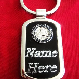 Porte-clés Mercedes Benz en argent, onyx noir, gravure gratuite - excellent cadeau, souvenir, fête des pères, Noël, anniversaire, Saint-Valentin,