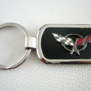 Corvette C5 noir, onyx et argent, gravure sans porte-clés, excellent cadeau, souvenir, fête des pères, Noël, anniversaire, Saint-Valentin, souvenir