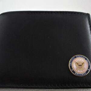 Cartera plegable de cuero negro de la Marina de guerra, ideal como regalo, recuerdo, Día del Padre, Navidad, cumpleaños, aniversario, para nuevos propietarios de automóviles, recuerdo.