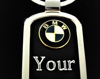 BMW Black Onyx & Silver Keyring-Free Engraving, Great Gift  Keepsake, Fathers Day, Christmas, Birthday, Automotive gift, remembrance