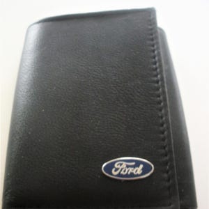 Cartera de cuero negra Ford de tres pliegues, excelente regalo, recuerdo, día del padre, Navidad, cumpleaños, aniversario, nuevo propietario del automóvil, recuerdo