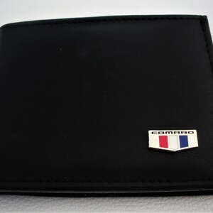 Cartera plegable de cuero negro Camaro, excelente regalo, recuerdo, día del padre, Navidad, cumpleaños, aniversario, nuevo propietario del automóvil, recuerdo