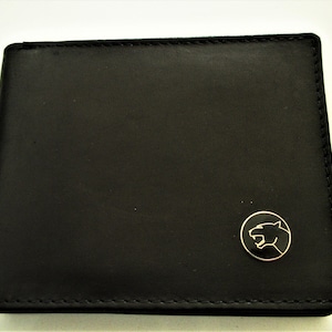 Portefeuille à deux volets en cuir noir Cougar/Mercury, excellent cadeau, souvenir, fête des pères, Noël, anniversaire, propriétaire d'une nouvelle voiture, souvenir