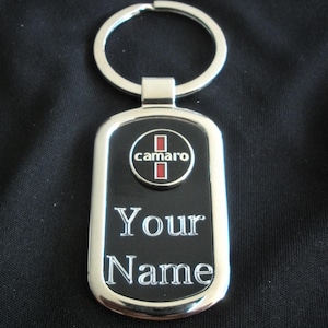 Camaro Black Onyx & Silver Keyring -Free Engraving Great Gift for Any car enthusiast, Fathers Day, Christmas, Birthday, Valentines,