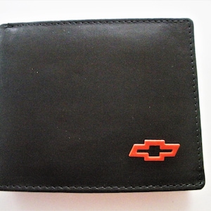 Cartera plegable de cuero negro de Chevrolet, excelente regalo, recuerdo, día del padre, Navidad, cumpleaños, aniversario, nuevo propietario del automóvil, recuerdo
