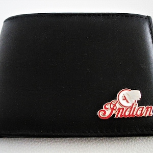 Cartera plegable de cuero negro de Indian Motorcycle, excelente regalo, recuerdo, día del padre, Navidad, cumpleaños, aniversario, recuerdo