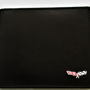 Cartera plegable de cuero negro con banderas de carreras de Corvette, gran regalo, recuerdo, día del padre, Navidad, cumpleaños, aniversario, recuerdo