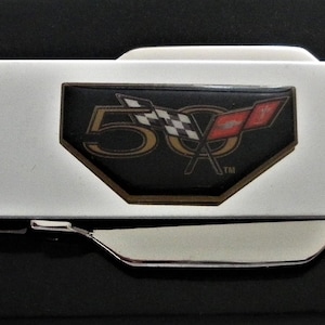 Clip para billetes con bisagra de acero inoxidable conmemorativo del 50.° aniversario de Corvette, recuerdo, Navidad, cumpleaños, recuerdo, regalo de automóvil