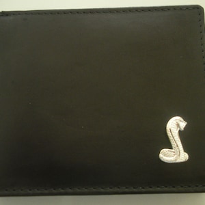 Cartera plegable de cuero negro Cobra/Mustang, excelente regalo, recuerdo, día del padre, Navidad, cumpleaños, aniversario, nuevo propietario de un automóvil, recuerdo