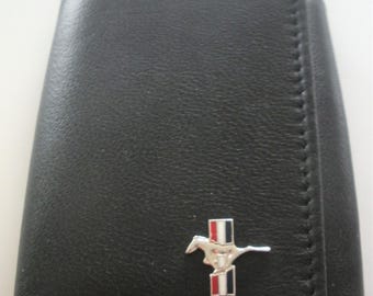 Mustang Black Leather Trifold Wallet, Great Gift, Keepsake, Father's Day, Christmas, Birthday, Anniversary, new car owner, remembrance