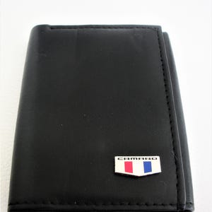 Carteira Camaro de couro preto com três dobras, ótimo presente, lembrança, dia dos pais, natal, aniversário, aniversário, novo proprietário de carro, lembrança