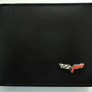 Cartera plegable de cuero negro Corvette C6, excelente regalo, recuerdo, día del padre, Navidad, cumpleaños, aniversario, nuevo propietario del automóvil, recuerdo