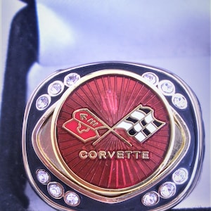 Chevalière Corvette C3 (1968-1982) en plaqué or 14 carats Excellent cadeau, souvenir, fête des pères, Noël, anniversaire, Saint-Valentin, cadeau automobile