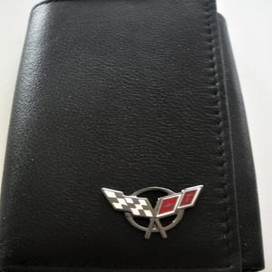 Cartera de cuero negra de tres pliegues para Corvette C5 (1997-2004), excelente regalo, recuerdo, día del padre, Navidad, cumpleaños, aniversario, recuerdo