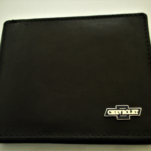 Portefeuille à deux volets en cuir noir Chevrolet, excellent cadeau, souvenir, fête des pères, Noël, anniversaire, propriétaire d'une nouvelle voiture, souvenir