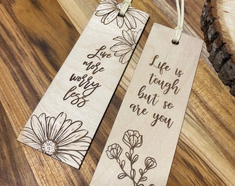 Floral Bookmark SVG: Glowforge Laser Cut File (Digital Download)