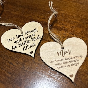 Engraved Wooden Hearts, Mini Keepsake, Gift Tag Message, Quote Decoration, Memorable gift, Personalized gift, Custom tag, Custom Keepsake