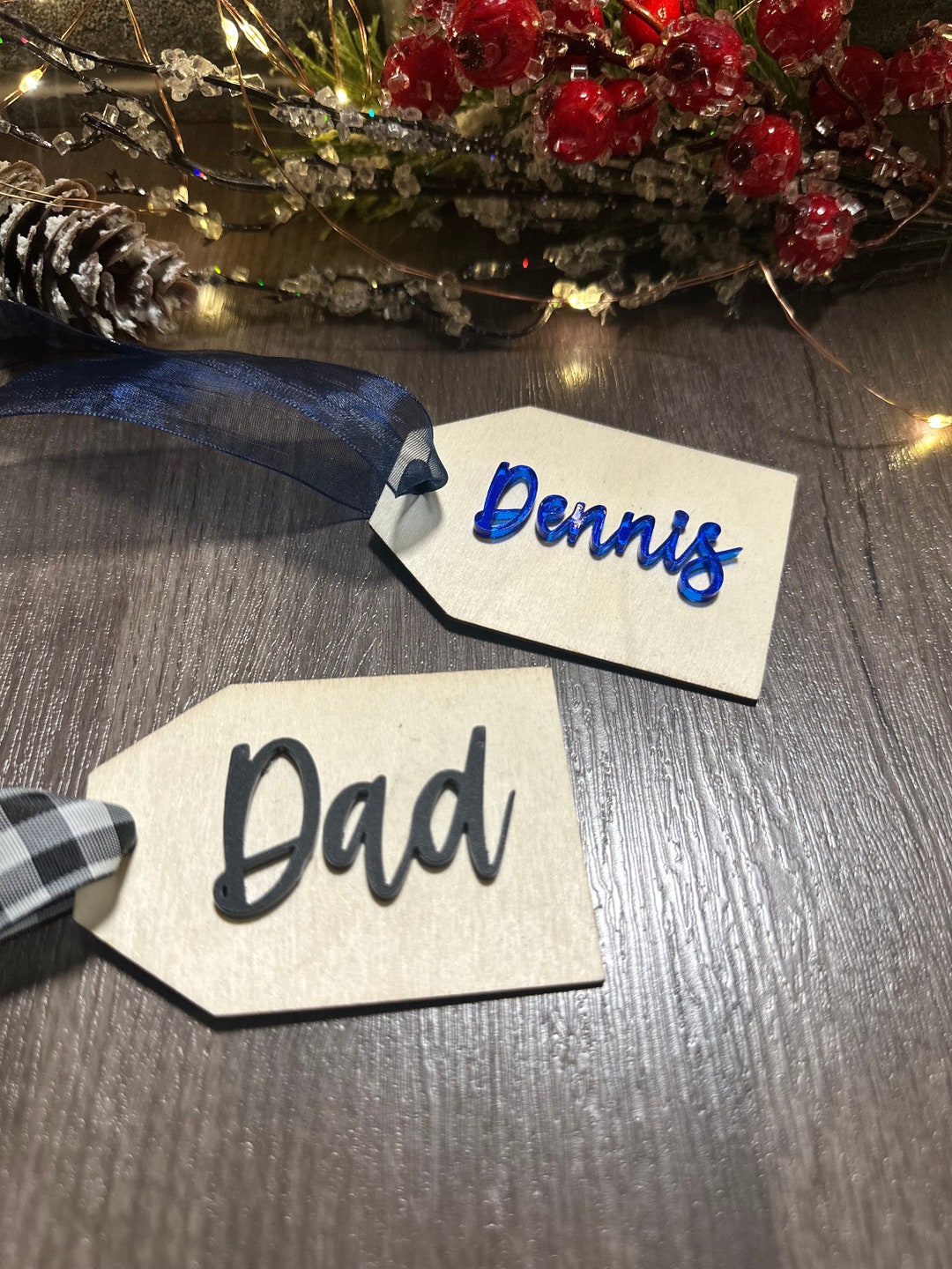 Gift Basket Name Tag, 3D Gift Tag, Wooden Hand Lettered Gift Tag