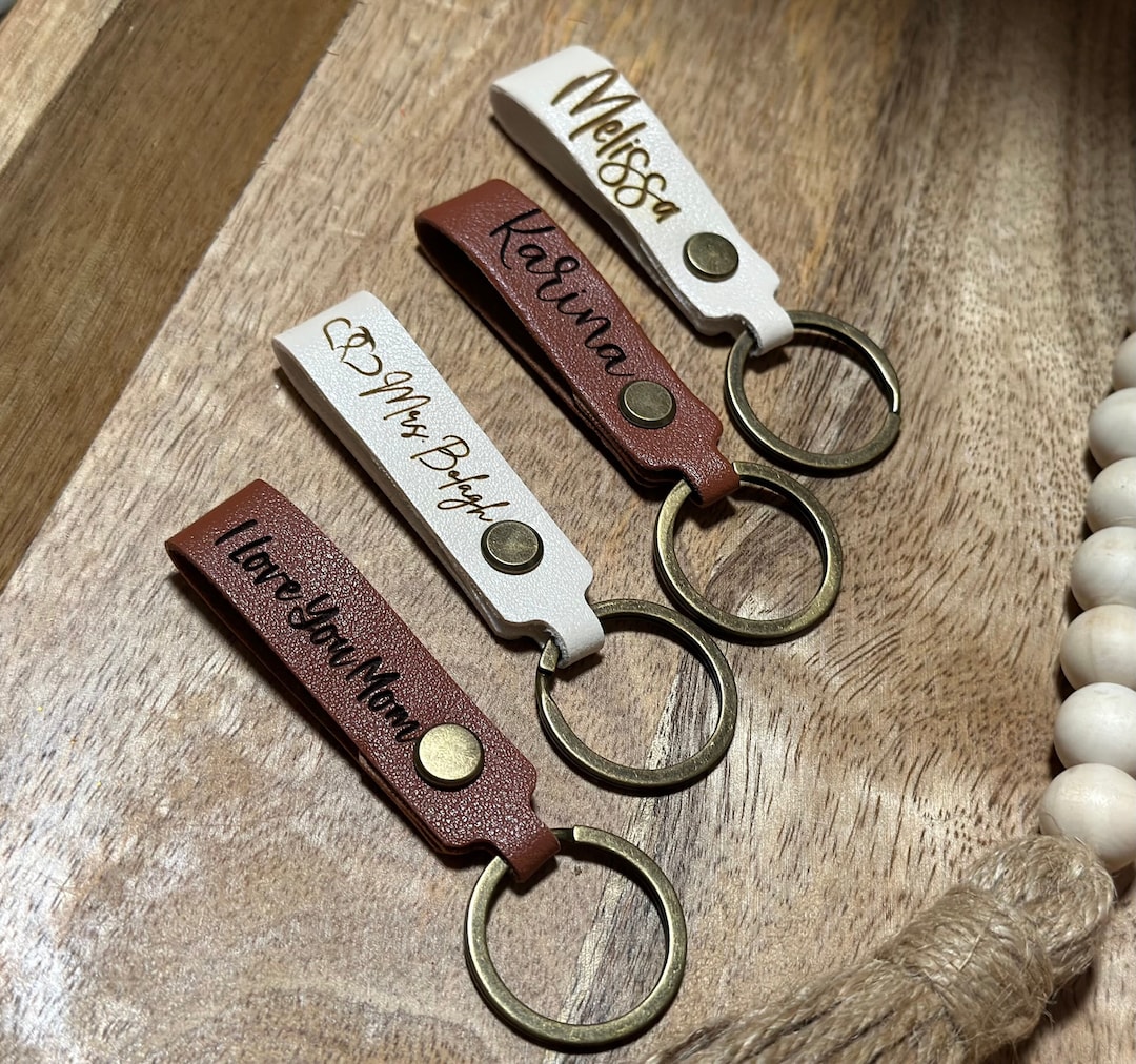 Custom Keychain Leather Keychain Personalized Keychain Etsy