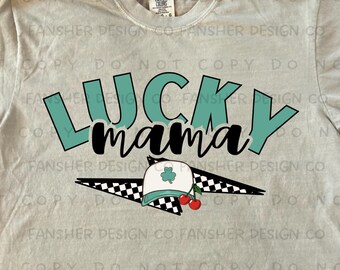 Lucky Mama Shamrock Checkered PNG for Digital Use / Printing