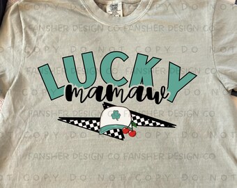 Lucky Mamaw Shamrock Checkered PNG for Digital Use / Printing