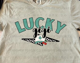 Lucky Gigi Shamrock Checkered PNG for Digital Use / Printing