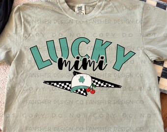 Lucky Mimi Shamrock Checkered PNG for Digital Use / Printing