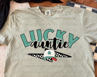 Lucky Aunt Shamrock Checkered PNG for Digital Use / Printing