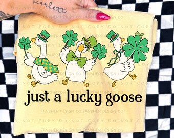 Just a Lucky Goose Shamrock Dancing Geese PNG for Digital Use / Printing