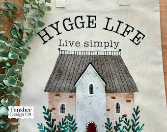 Book / Grocery Tote Bag, Hygge Life - Live Simply