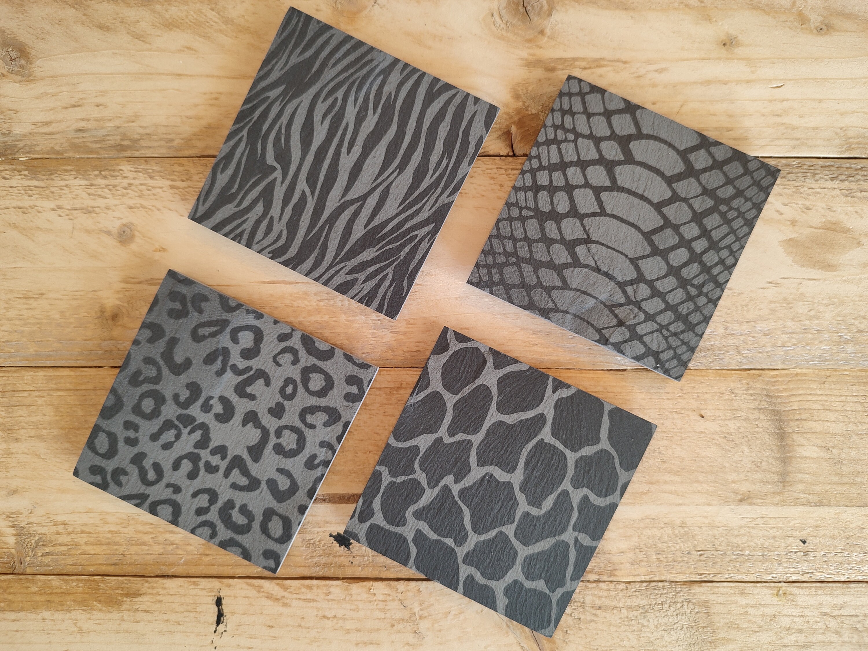 Set Dessous de Verre Ardoise Motif Animaux - Idée Cadeau