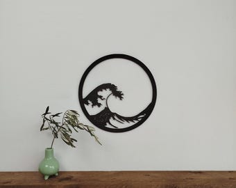 Decoración japonesa – La Gran Ola de Kanagawa – Arte mural japonés de madera – Decoración zen – Producción artesanal francesa