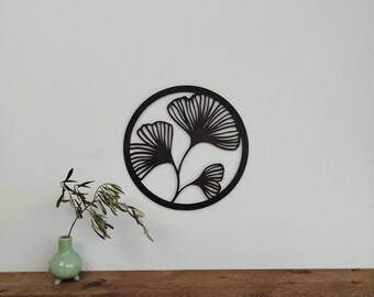 Decoración japonesa – Ginkgo – Hoja de madera japonesa – Arte mural zen – Producción artesanal francesa