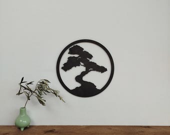 Decoración japonesa – Bonsái – Arte mural de madera – Decoración mural zen – Producción artesanal francesa