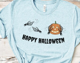 ASL Happy Halloween Tee, Happy Halloween in American Sign Language Gift, Letterspelling, Special Education ASL Halloween Costume, ASL Gift