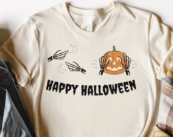 ASL Happy Halloween Tee, Happy Halloween in American Sign Language Gift, Letterspelling, Special Education ASL Halloween Costume, ASL Gift