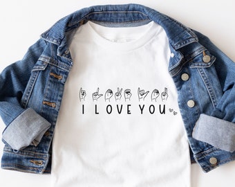 ASL I love you American Sign Language Tee - Gift for deaf education major, deaf or hard of hearing friend, interpreter, or D/HH  CODA family