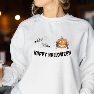 ASL Happy Halloween Sweatshirt, American Sign Language Gift Crewneck, Letterspelling, Special Education ASL Halloween Costume, ASL Gift