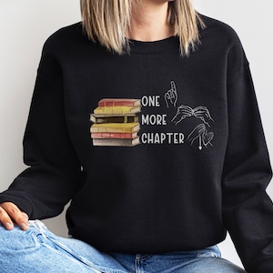 ASL One More Chapter, Deaf Reading Sweater, Sign Language Book Lover Crewneck, HH Librarian, Special Education Teacher Book Lover Sweatshirt