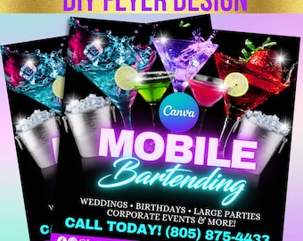 DIY Mobile Bartending Flyer Template | Canva Bartending Template