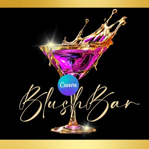 Bartender Logo, Mobile Bartending Logo, DIY Logo, Business Logo, Luxury Logo, Glam Logo, Bartending Logo, Canva Logo