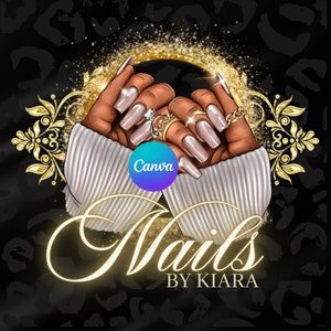 Nail Tech Logo, DIY Logo, Business Logo, Luxury Logo, Glam Logo, Glitter Logo, Canva Logo
