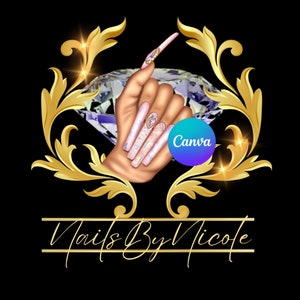 Nail Tech Logo, DIY Logo, Business Logo, Luxury Logo, Glam Logo, Glitter Logo, Canva Logo