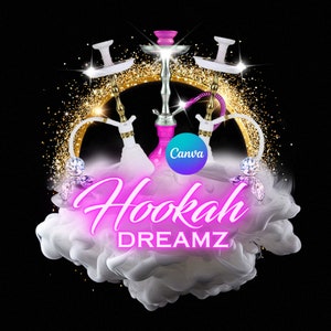 Hookah Logo, Mobile Hookah Logo, DIY Logo, Business Logo, Luxury Logo, Glam Logo, Hookah Cup Logo, Canva Logo