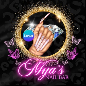 Nail Tech Logo, DIY Logo, Business Logo, Luxus Logo, Glam Logo, Glitzer Logo, Canva Logo