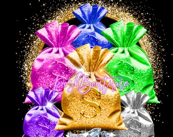 Clipart di soldi / Clipart di borse di denaro / FILE PNG Glam Money Clipart