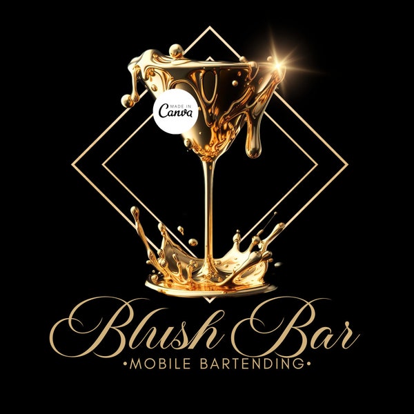 Bartender Logo, Mobile Bartending Logo, DIY Logo, Business Logo, Luxury Logo, Glam Logo, Bartending Logo, Canva Logo