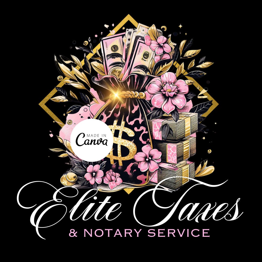 Tax Preparer Logo, Tax Logo, DIY Logo, Business Logo, Luxury Logo, Glam Logo, Money Bag Logo, Canva Logo