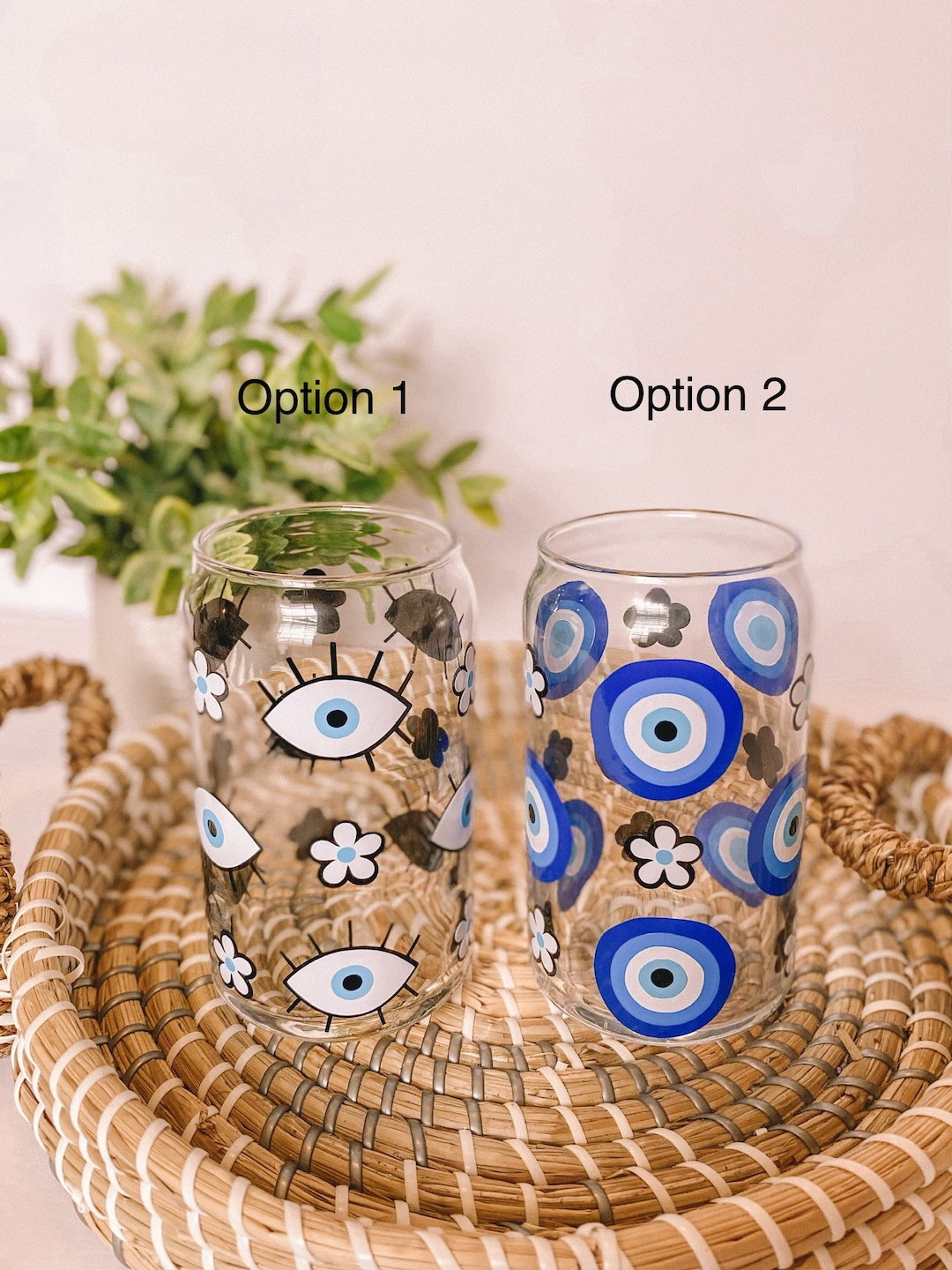 Evil Eye Iced Coffee Glass Evil Eye Glass Iced Coffee - Etsy